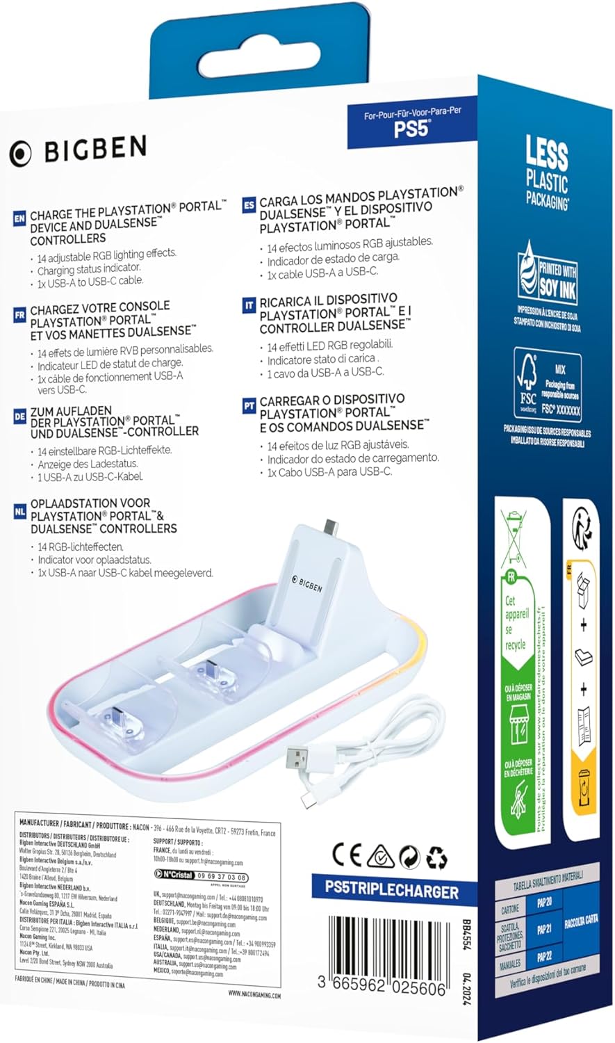 Nacon 3-In-1 Charging Station Rgb White Ps5