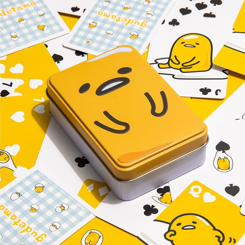 Paladone Gudetama Playing Cards Gift Set with Playful Collectors Tin, Anime Cartoon Lazy Egg Character - Officially Licensed Sanrio Playing Cards Game
