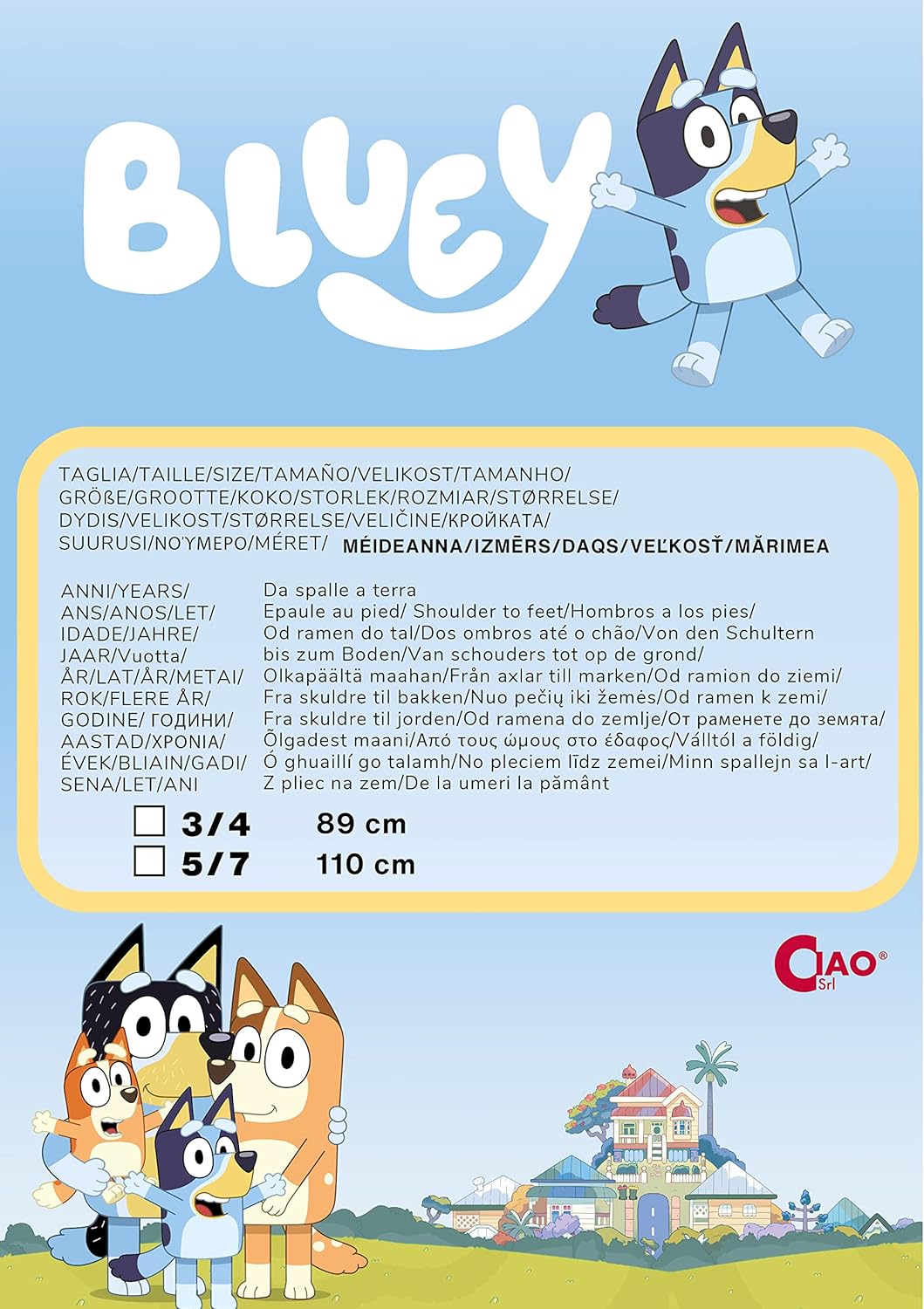 Ciao- Bluey dog doggie onesie plush boy unisex costume disguise fancy dress official Bluey BBC Bluey 5-7 Jahre