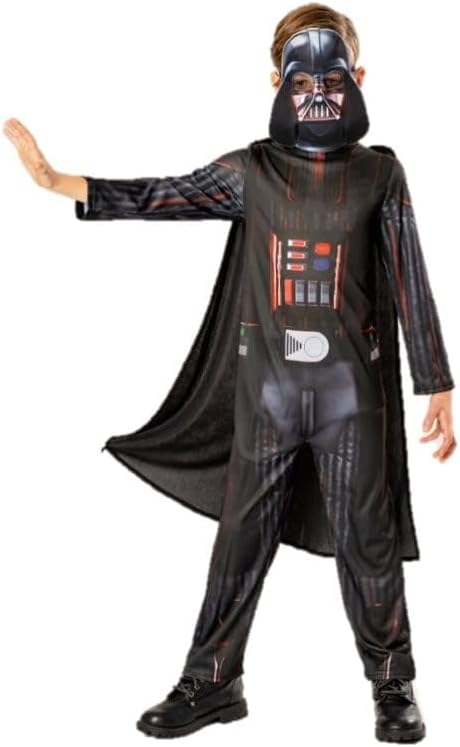 Rubies Darth Vader Kostüm für Kinder, Jumpsuit mit Umhang und Maske, offizielles Star Wars-Kostüm, nachhaltig, grüne Kollektion für Karneval, Weihnachten, Geburtstag, Party und Halloween.