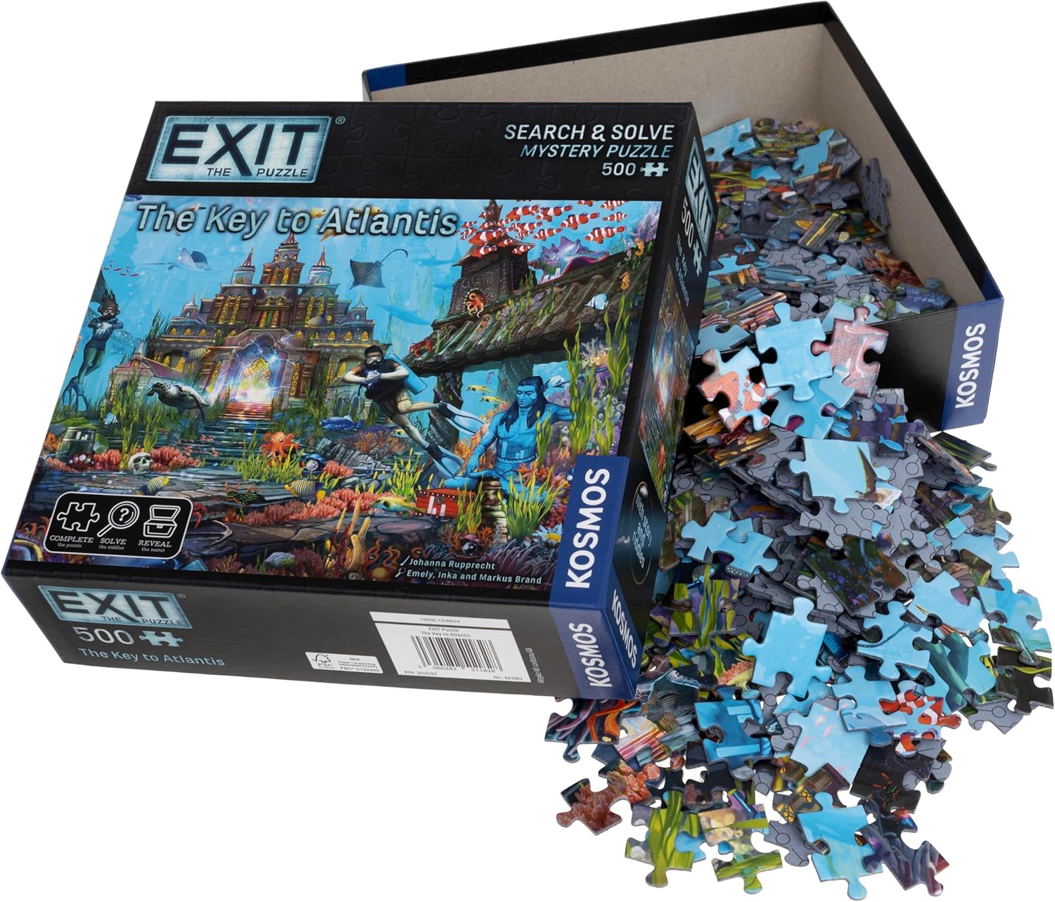 Thames & Kosmos EXIT: The Key to Atlantis Jigsaw Puzzle | Escape Room Game for Adults & Kids | 500-Piece Mystery Puzzle | Strategy Challenge | 1–4 Players | Ages 10+ | Family Game Night Adventure