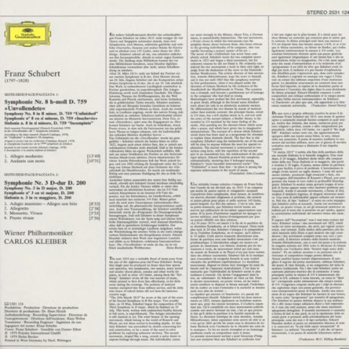 SCHUBERT: NO.8 ``UNVOLLENDETE`` (180 G)