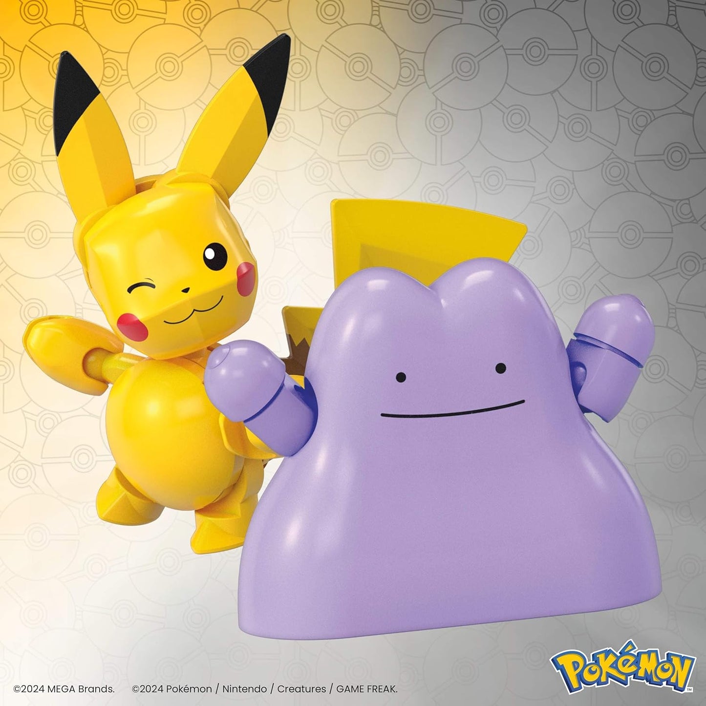 MEGA Pokémon Action Figure Building Toys Set, Poké Ball 2-Pack, Pikachu and Ditto with 42 Pieces, for Kids, JCT43