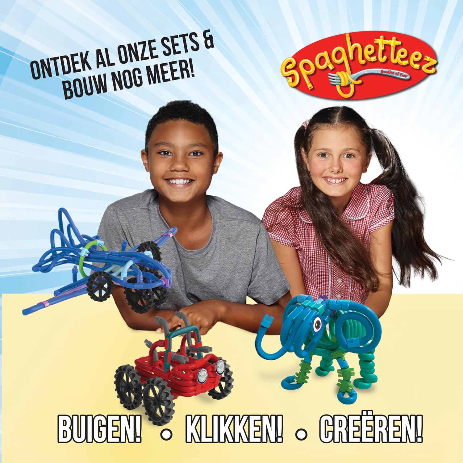Spaghetteez antistress speelgoed voor kinderen vanaf 5 jaar, educatieve Montessori-knutselset voor jongens en meisjes, flexibele bouwstenen