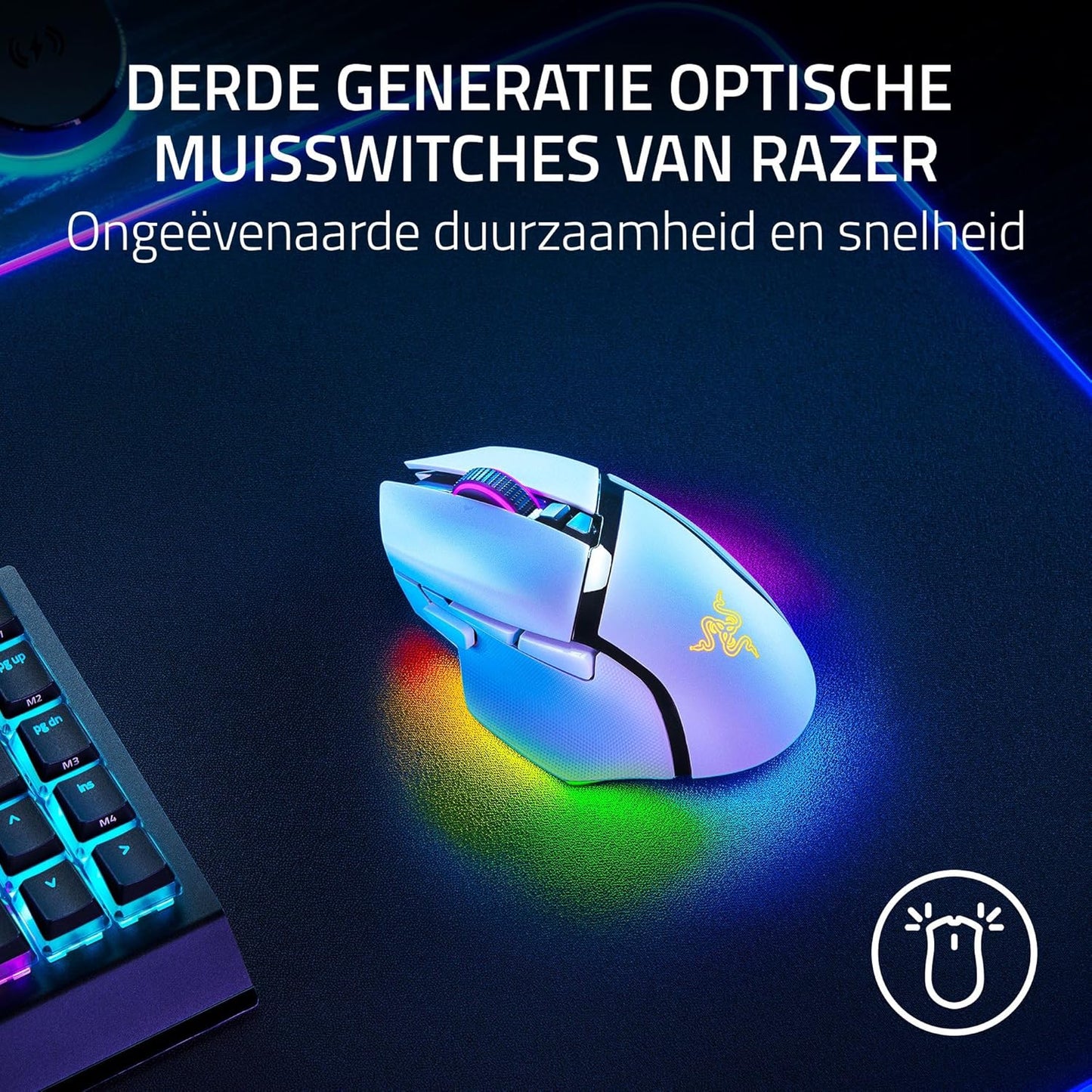 Razer Basilisk V3 Pro 35K - Fully Customizable Wireless Ergonomic Gaming Mouse with Chroma RGB - 35K Optical Sensor (Configurable Tilt Wheel, 1K Hz Polling Rate, 13 Customizable Controls) White
