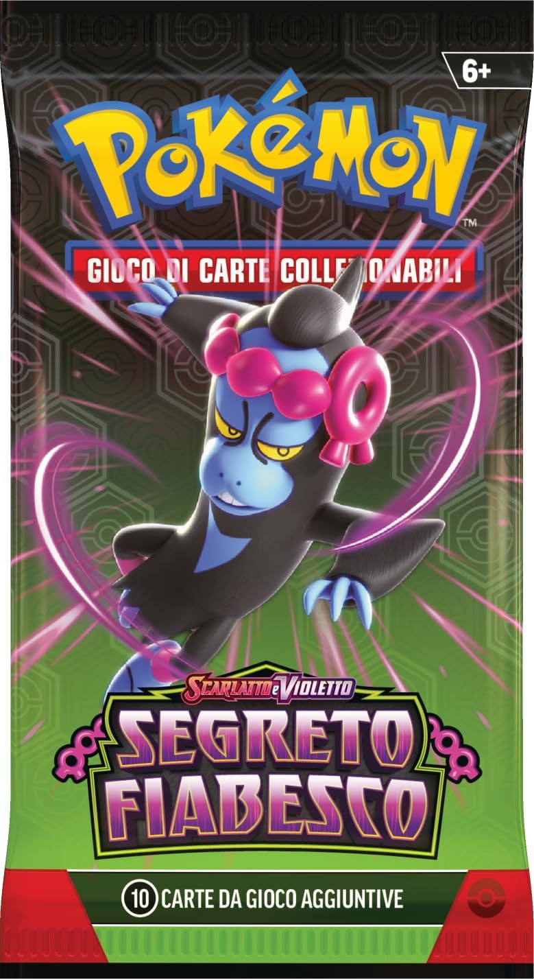 Pokémon Confezione da tre buste di espansione con Pecharunt dell’espansione Scarlatto e Violetto - Segreto Fiabesco del GCC (tre buste e una carta promozionale olografica), edizione in italiano