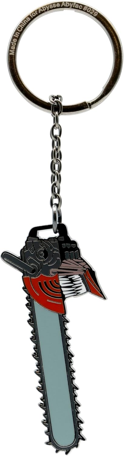 ABYSTYLE - Chainsaw Man Schlüsselanhänger Chainsaw Man Kopf, Grau Rot Schwarz Weiß, Dimensions : H. 6 cm x L. 2.5 cm