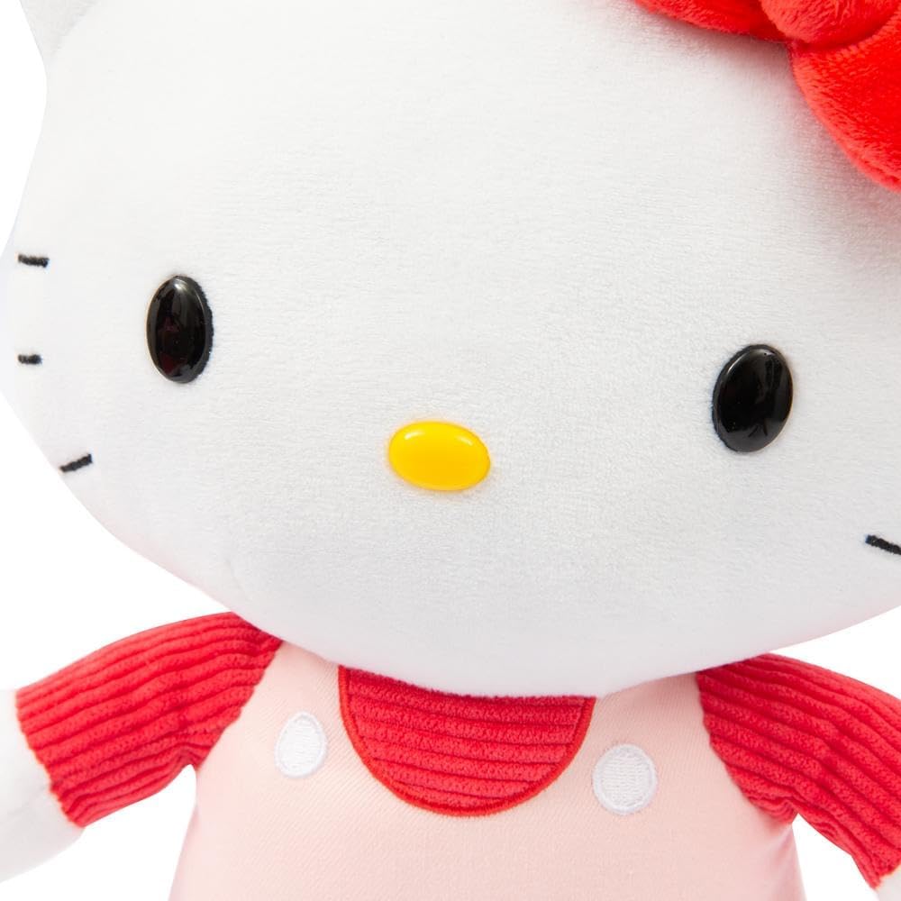 Hello Kitty 30 cm Plüschtier – mit rosa Cord-T-Shirt und rosa Latzhose, weich und kuschelig, Altersgruppen – inklusive Geschenkbox, entzückbares Sammlerstück