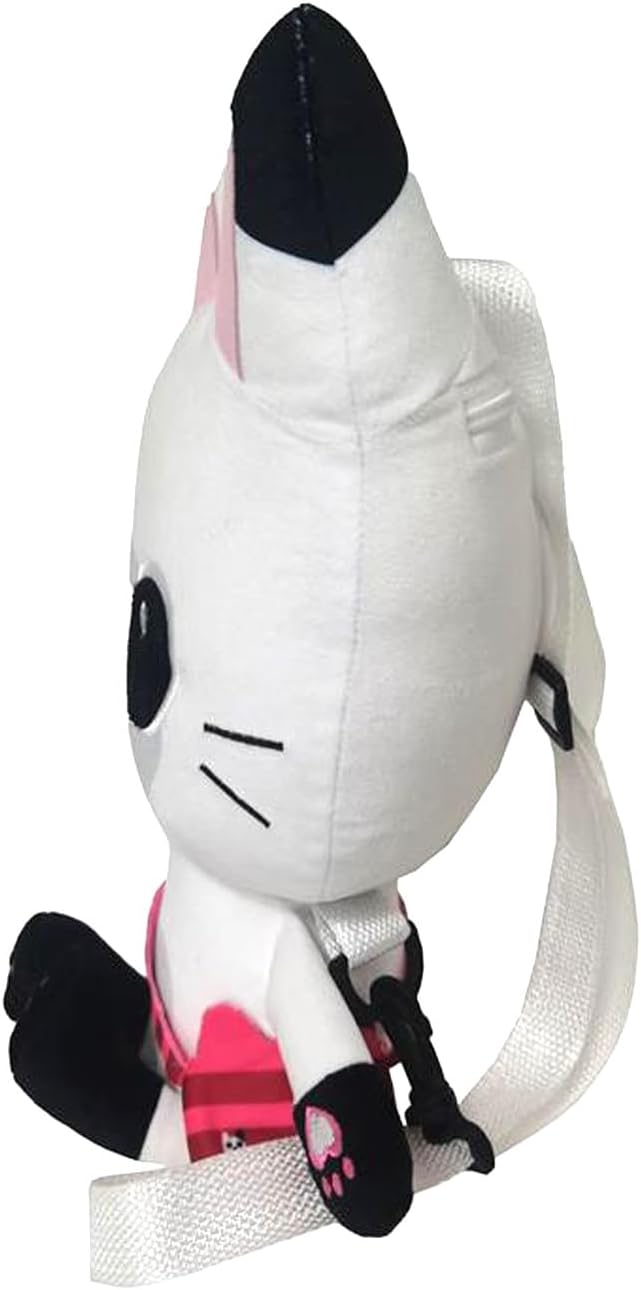 CYPBRANDS Pandy - Peluche gatto bianco 38 cm, peluche zaino con cerniera e nastri regolabili, ideale per bambini e ragazze