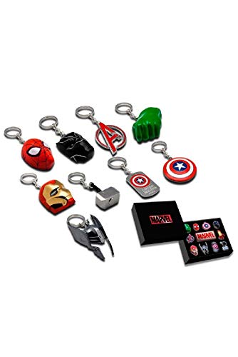Schlüsselanhänger Sammelbox, 9teilig Marvel Metall Schlüsselanhänger, KL82737, Kids Licensing