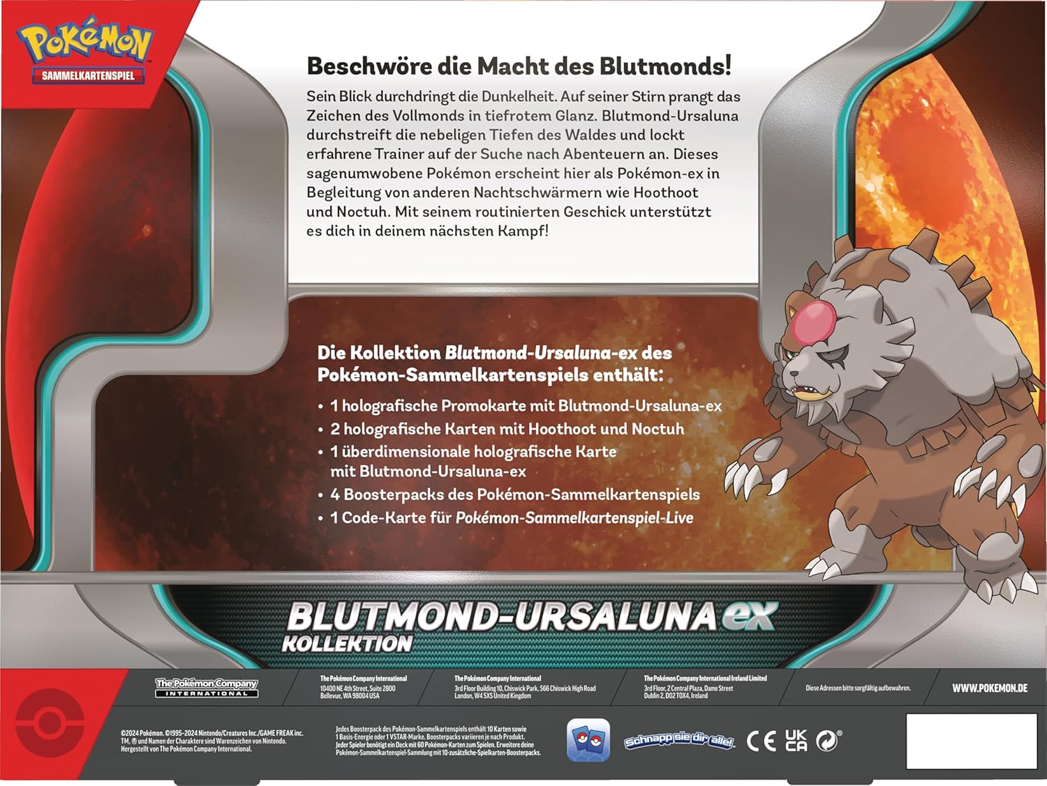 Pokémon - Trading Card Game: Blood Moon Ursaluna-ex Collection (1 Holographic Promo Card, 2 Holographic Cards, 1 Oversized Holographic Card & 4 Booster Packs)