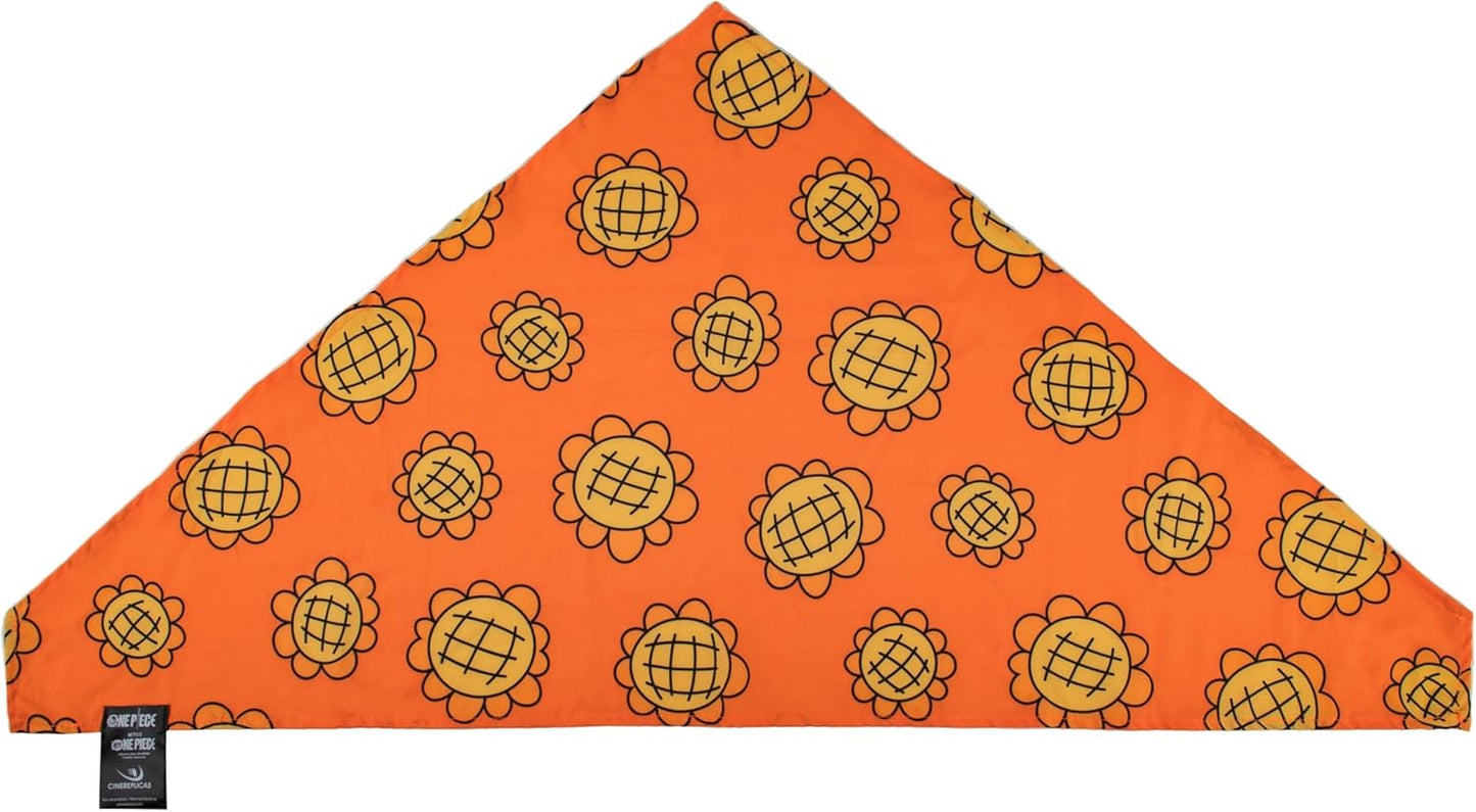 Cinereplicas One Piece - Nami Bandana and Berry Coins Set - 83 * 39 cm - Offizielle Lizenz, Orange/Abendrot im Zickzackmuster (Sunset Chevron), "Bandana: 83 x 39cm Coins: 45mm, 35mm, 30mm, 30mm, 25mm