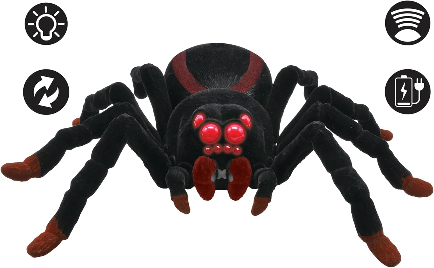 Lexibook, Realistische Telegeleide Tarantula/Spin, 8 Harige Poten, 2 Kaken, Lichteffecten in de Ogen, Afstandsbediening inbegrepen