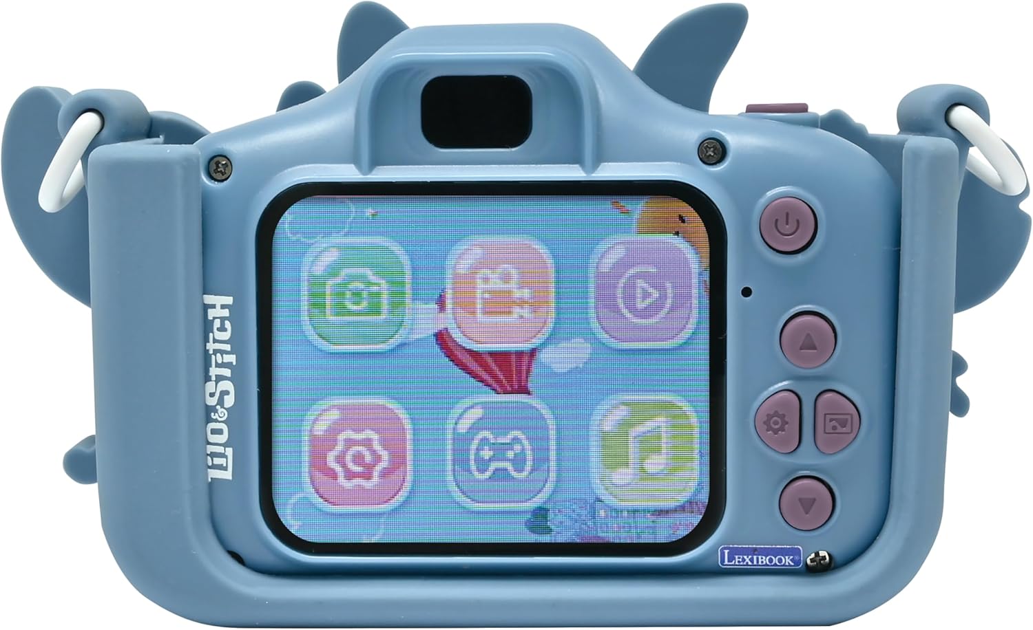 Lexibook, Disney Stitch, Cámara 4 en 1 para niños con protección, Funciones de Foto, Video, MP3 y Juegos, 15 Marcos para Personalizar Tus Fotos, Tarjeta de Memoria de 8 GB incluida, DJ078D