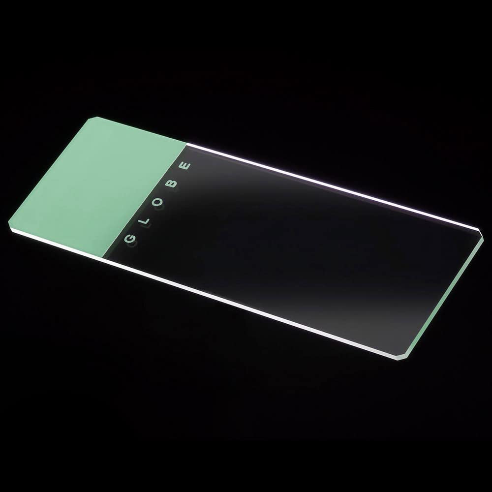 Globe Scientific 1324G-144 Microscope Slides, 90 Degree Ground Edges with SAFETY Corners, Green Frosted, GLASS, 25 mm x 75 mm Size, 1.25 mm Height, 4.75 mm Wide, 7 mm Length (Pack of 144