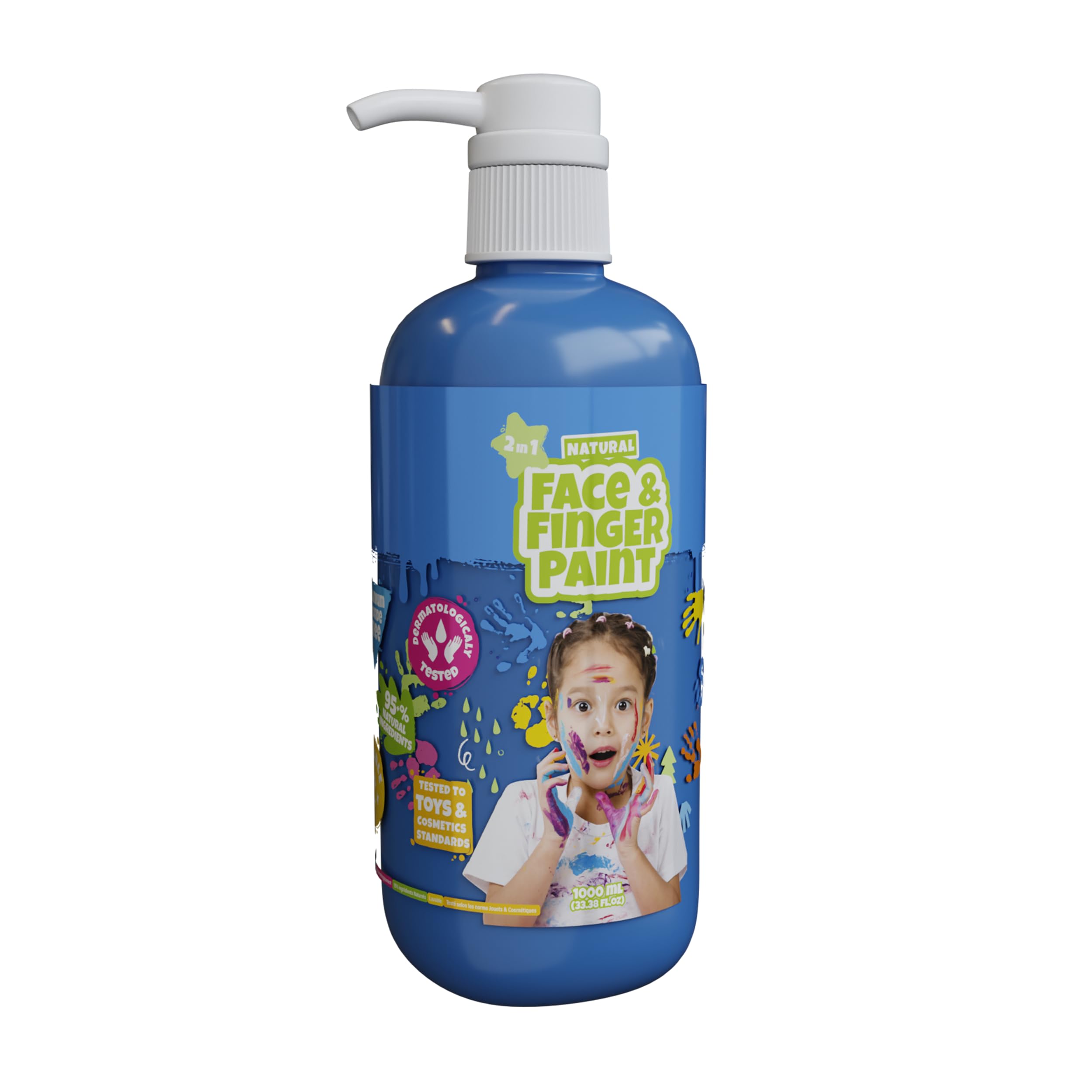 Natural Face & Finger Paint - Flacone di vernice a pompa manuale 1000 ml - Blu