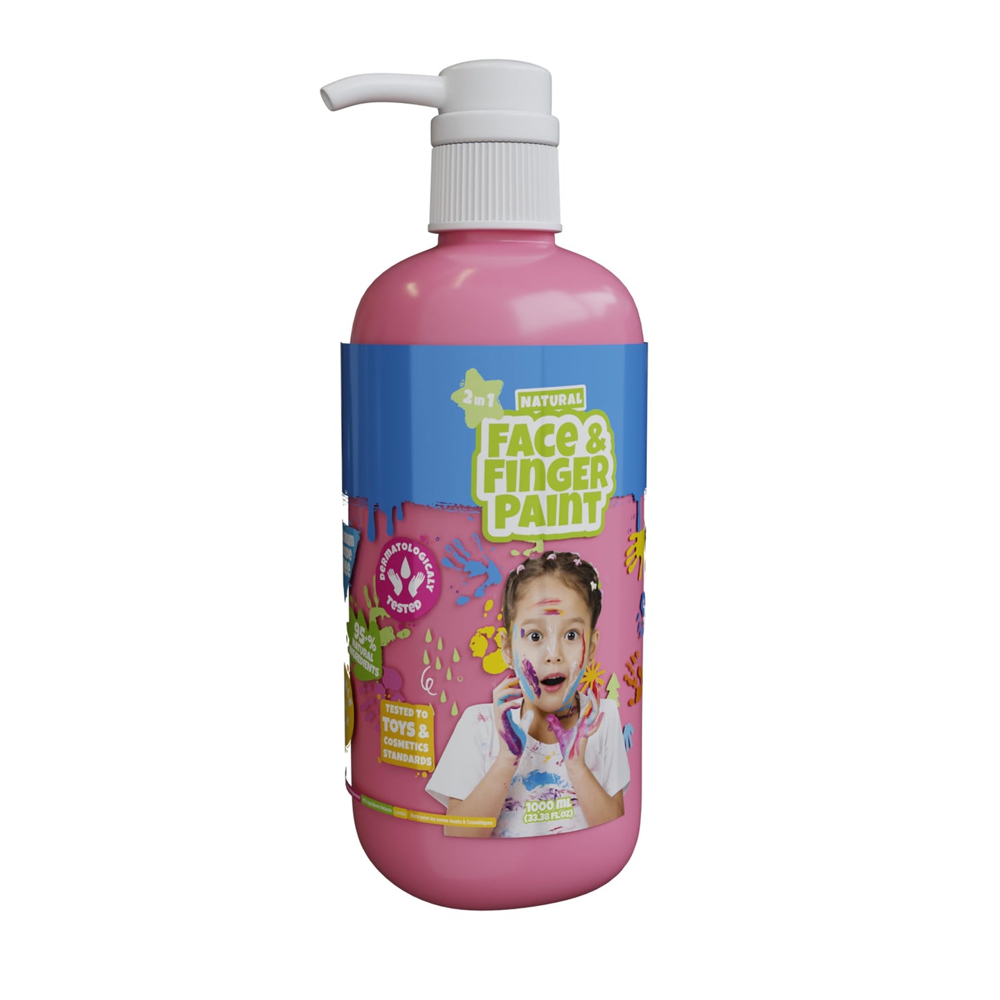 Natural Face & Finger Paint - Flacone di vernice a pompa manuale 1000 ml - Rosa