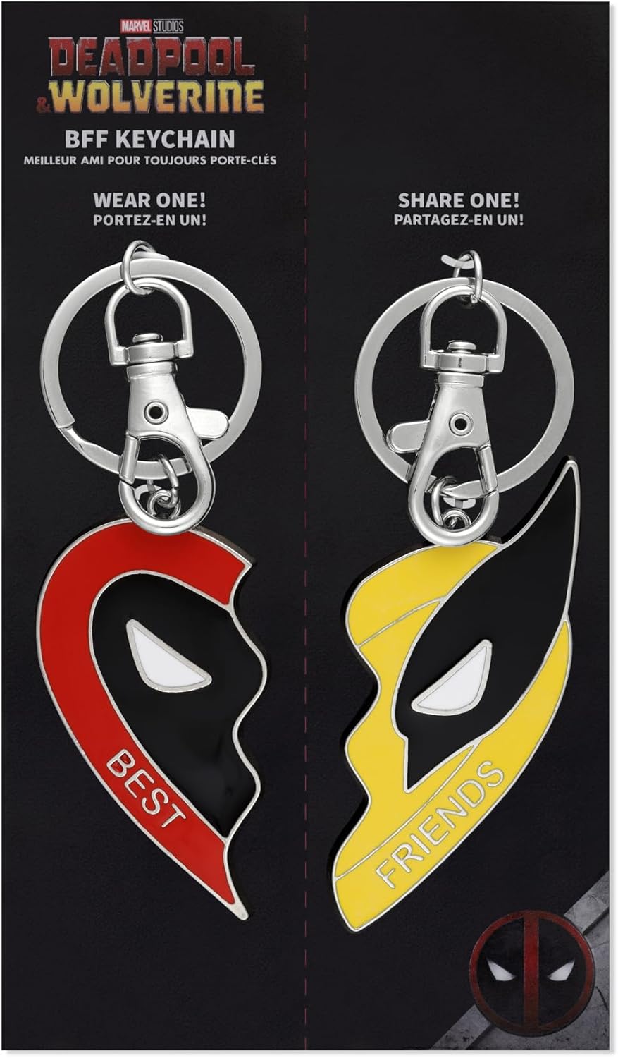 Deadpool & Wolverine BFF Split Heart Charm Keychain