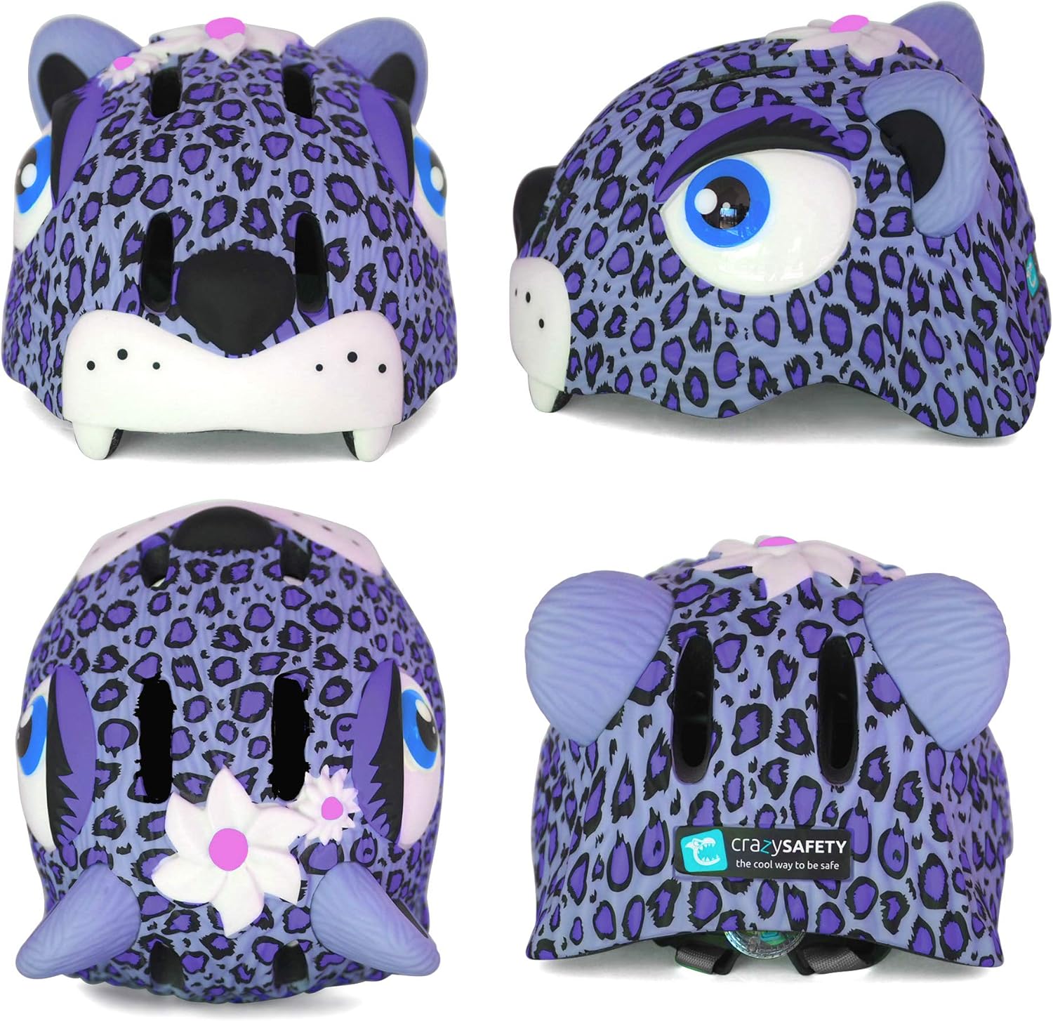 Crazy Safety - Leopard Bicycle Helmet - Purple (100301-02-01)
