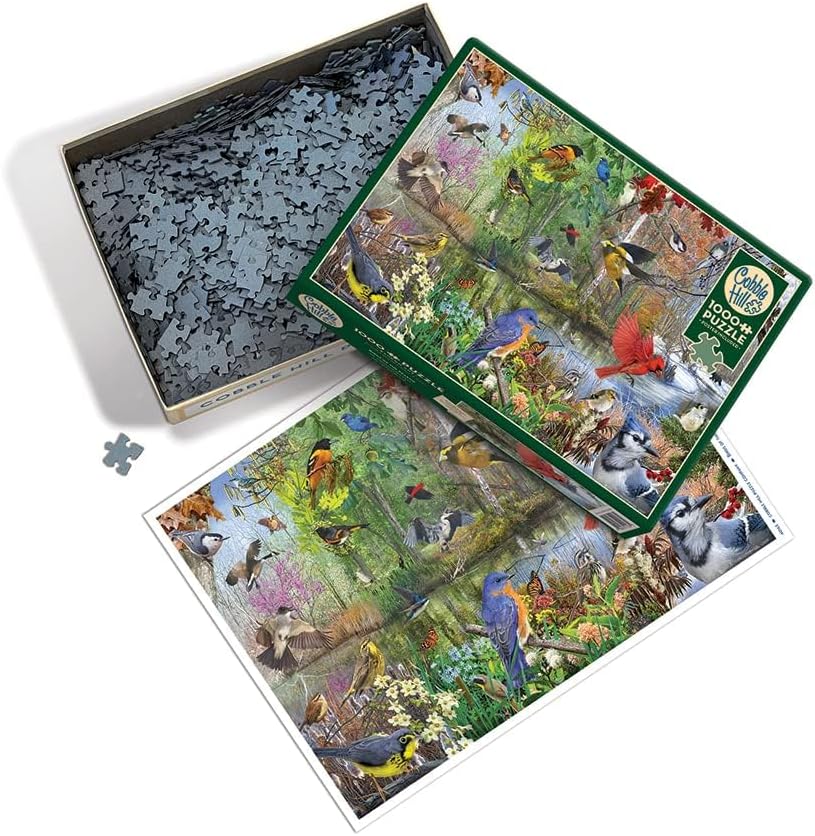Cobble Hill 1000 Piece Puzzle Birds of The Season-Sample Poster Included