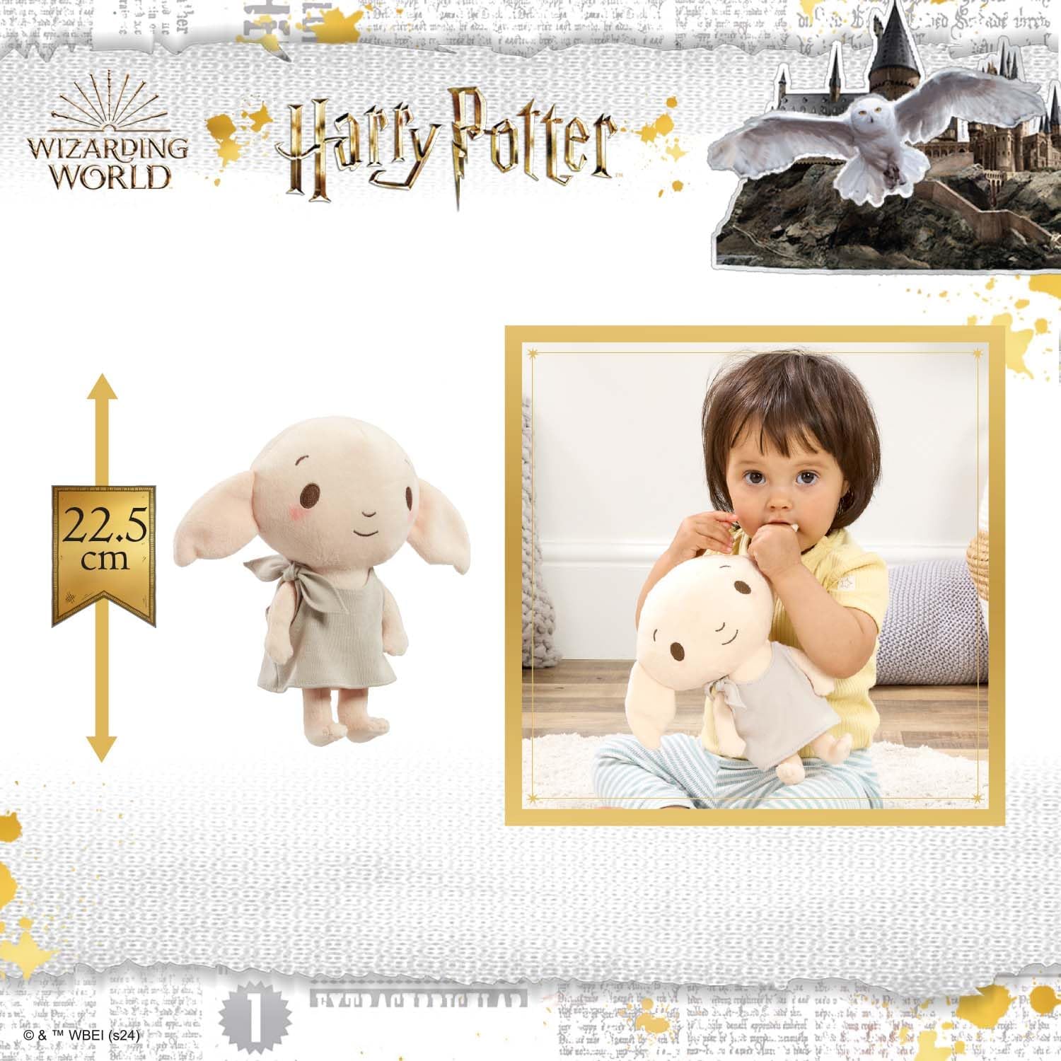 Rainbow Designs Dobby Harry Potter Plush - My First Stars of Hogwarts - Soft Cuddly Dobby the House-Elf Teddy in Pillowcase Outfit - Gentle Naptime Companion Suitable from Birth
