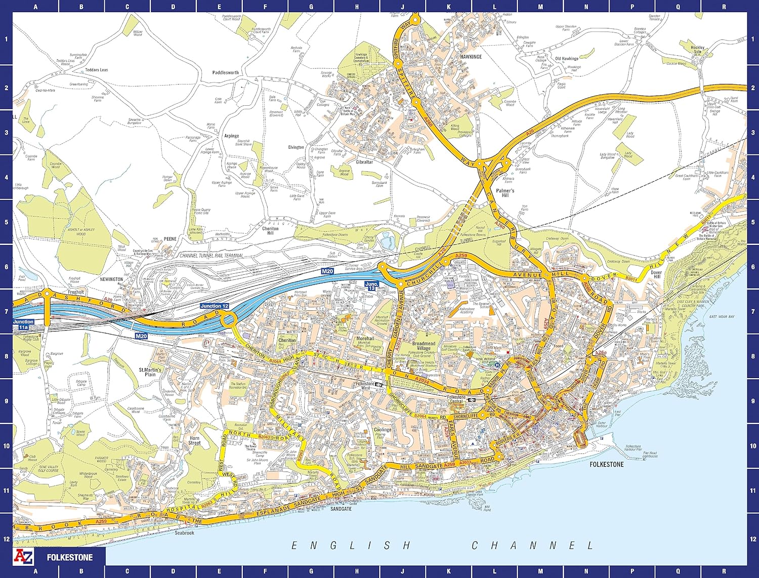 A to Z Map of Folkstone Jigsaw Puzzle For Adults - 1000 Piece Jigsaw Puzzle Gift - Map jigsaw Puzzles, Map Gift