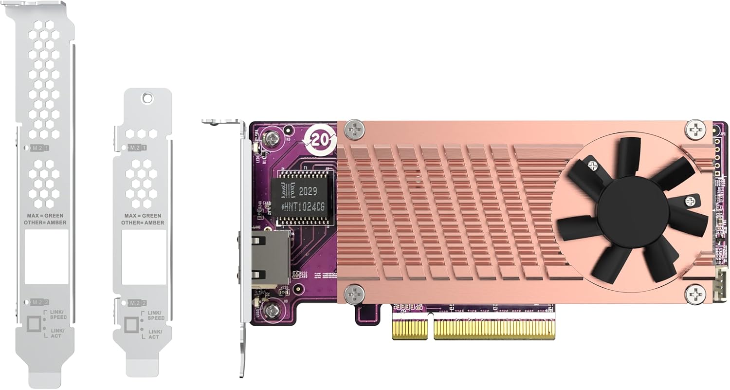 QNAP QM2-2P10G1TB 2 x PCIe Gen3 NVMe SSD & 1 x 10GbE (10G/5G/2.5G/1G/100M) Port Expansion Card to Enhance Performance