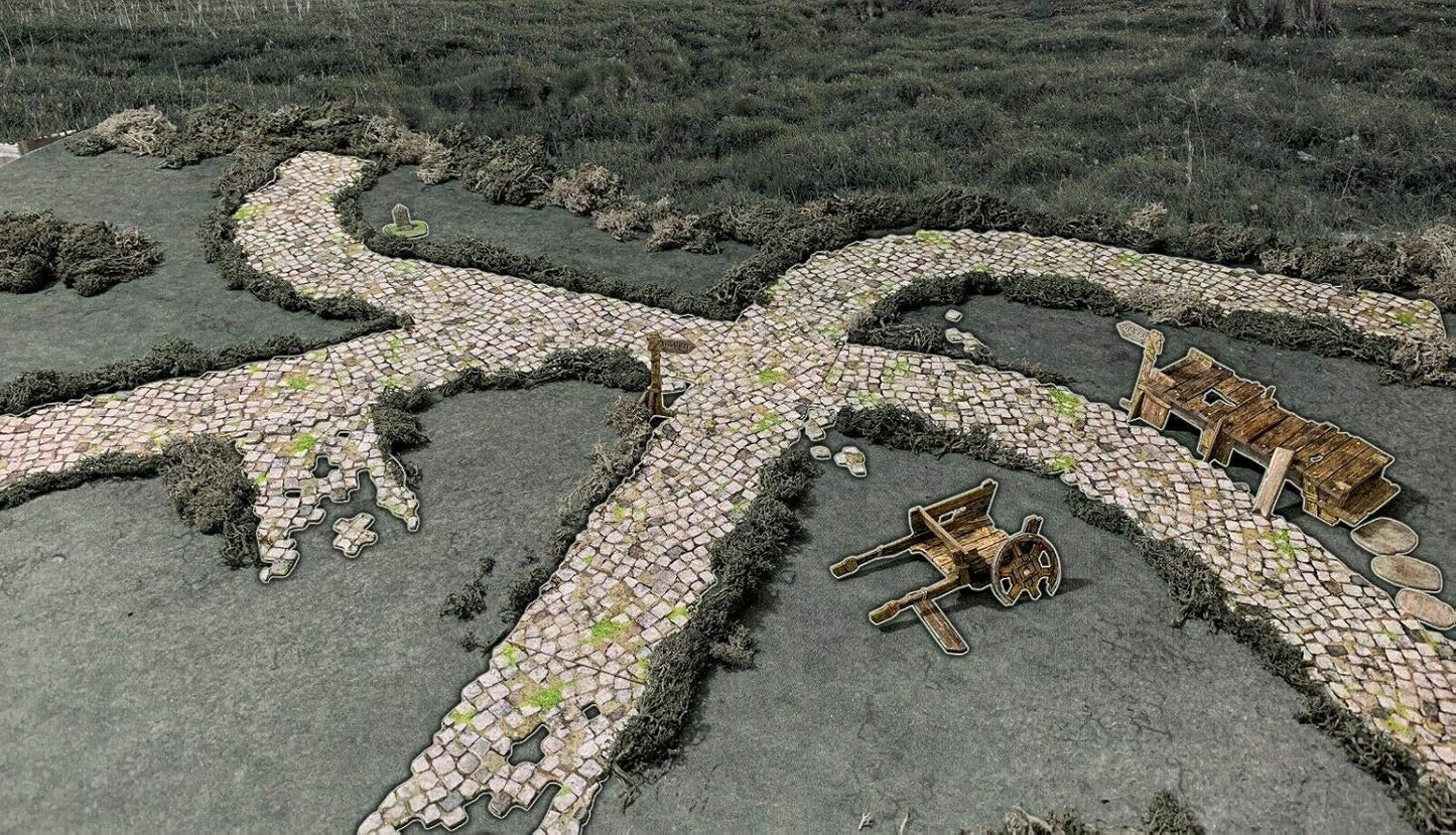 Battle Systems – Modular Fantasy Scenery – Perfect for Roleplaying and Wargames - Multi Level Tabletop Terrain for 28mm Miniatures – Colour Printed Model Diorama – DnD Warhammer (Roads and Rivers