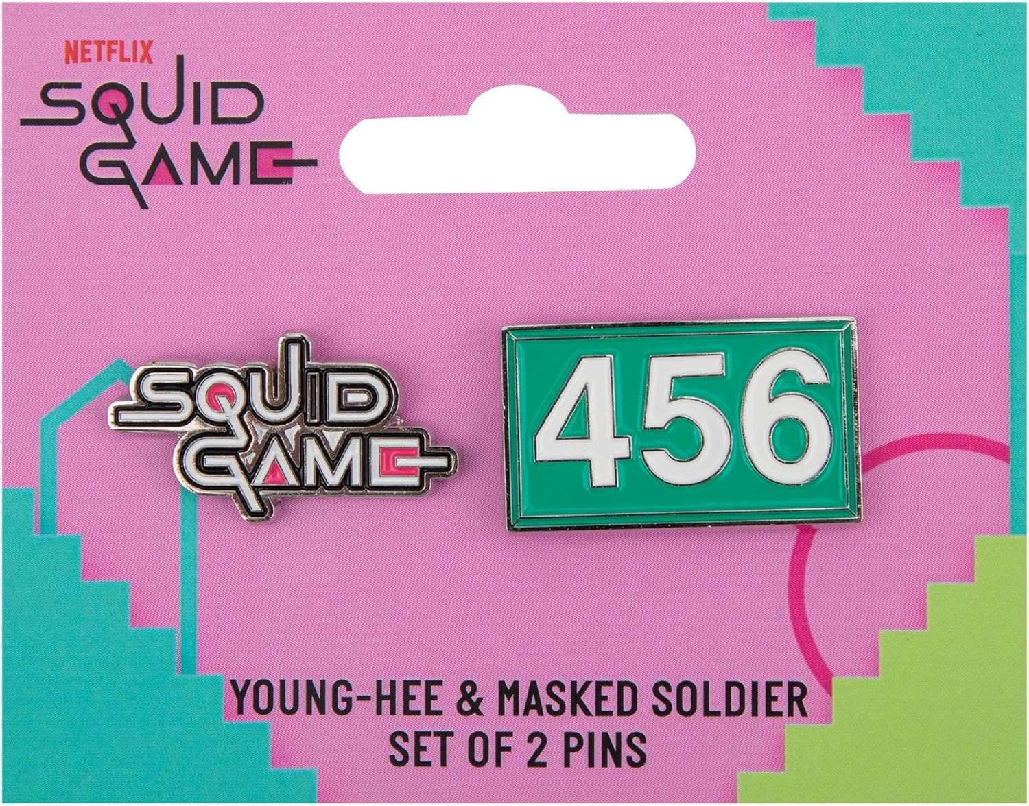 Cinereplicas Squid Game & Player 456-3 cm Set of 2 Pins - Officially Licensed, 100% Zinc Alloy, No Gemstone