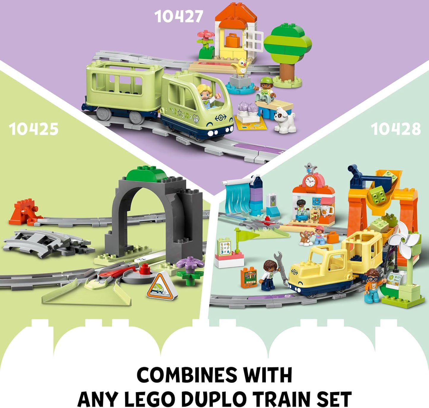 LEGO DUPLO Train Bridge and Tracks Expansion Set - Educational Learning Toy for Toddlers - incl. 8 Track Pieces, a Bridge, Barrier & an Action Brick - Gift for 2+ Year Old Boys & Girls - 10426