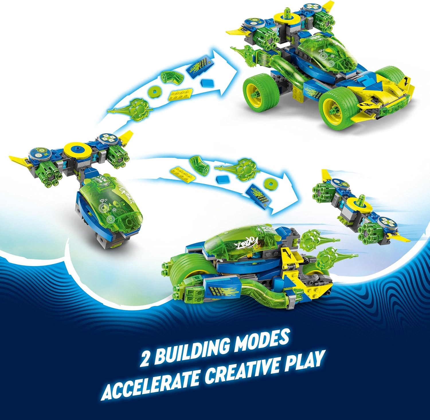 LEGO DREAMZzz 2in1 Mateo and the Z-Blob Action Race Car to Motorbike Toy, Vehicle Set for 8 Plus Year Old Boys & Girls, Includes z-Blob, a Spider Figure and 2 Minifigures 71491