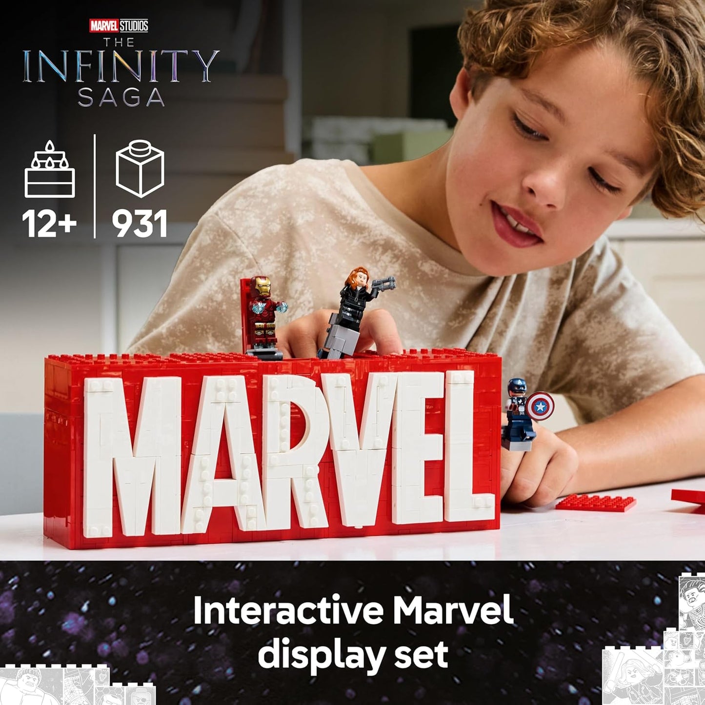 LEGO Marvel: MARVEL Logo & Minifigures - Super-Hero Building Toy with 5 Characters incl. Iron Man, Thor, Black Widow & Hulk - Avengers Gift for 12+ Year Old Boys, Girls & Teens 76313