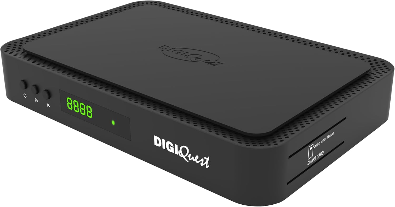 DIGIQUEST Decoder tivùsat COMBO 4K Q80 | Ricevitore satellitare HEVC Main 10 HbbTV, doppio tuner | Funzione di registrazione attivabile | Mediaplayer, Telecomando 2 in 1 | Smartcard tivùsat inclusa