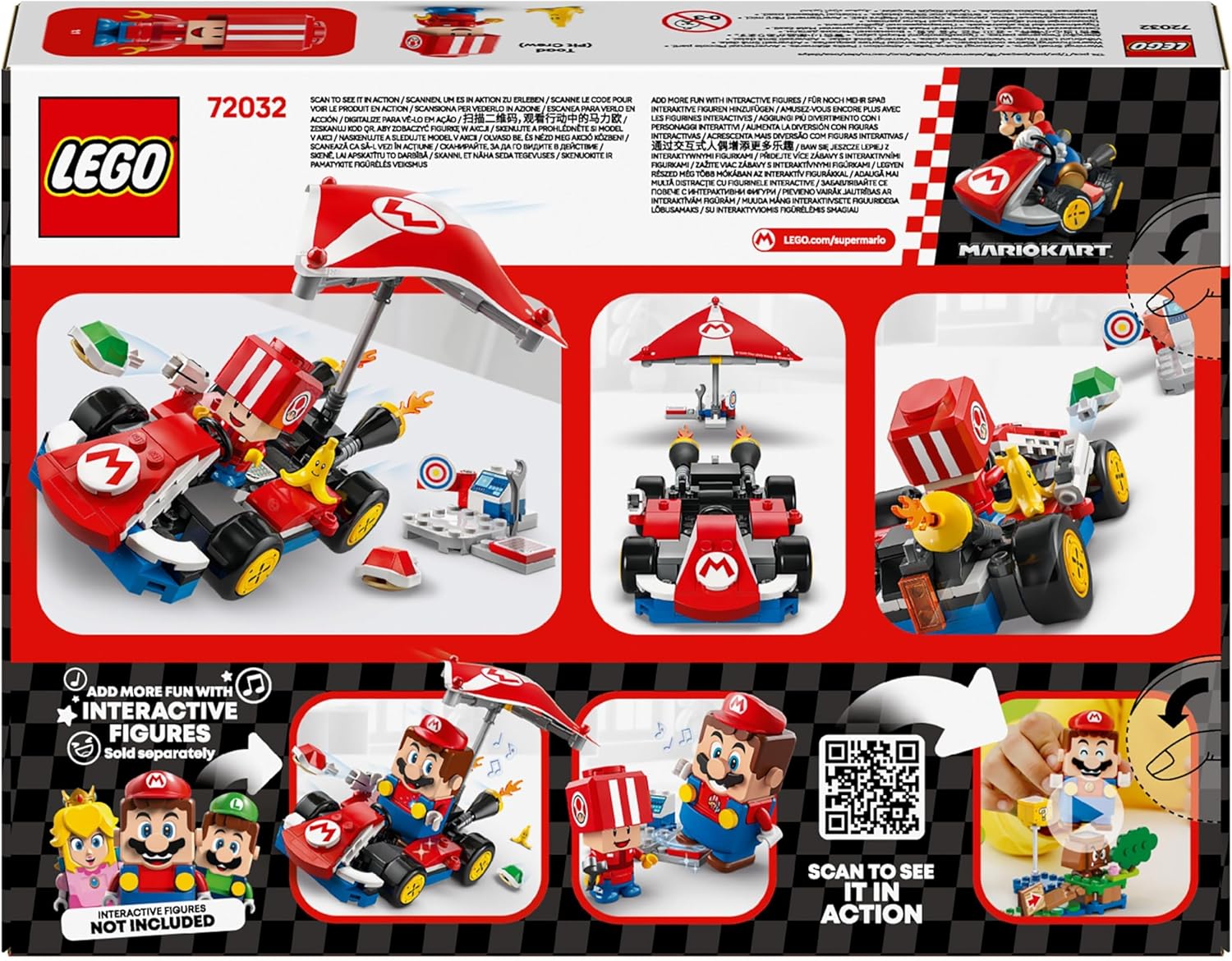 LEGO Super Mario: Mario Kart – Standard Kart, Car Toy Set for Kids, Includes a Toad Character Figure for Independent Play, Creative Birthday Gift for 7 Plus Year Old Boys, Girls and Gamers 72032