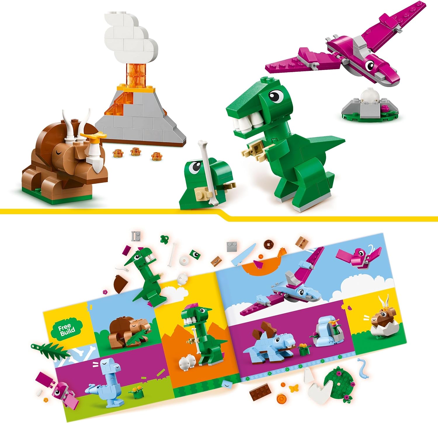 LEGO Classic Creative Dinosaurs Set, Building Toys for Kids, Assorted Bricks for Imaginative Play, Includes T. Rex, and Triceratops Dino Figures, Birthday Gift for 5 Plus Year Old Boys and Girls 11041