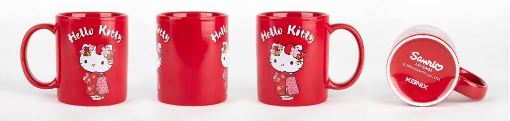 Konix Hello Kitty Kimono Heat Active Mug, 320 ml, Red