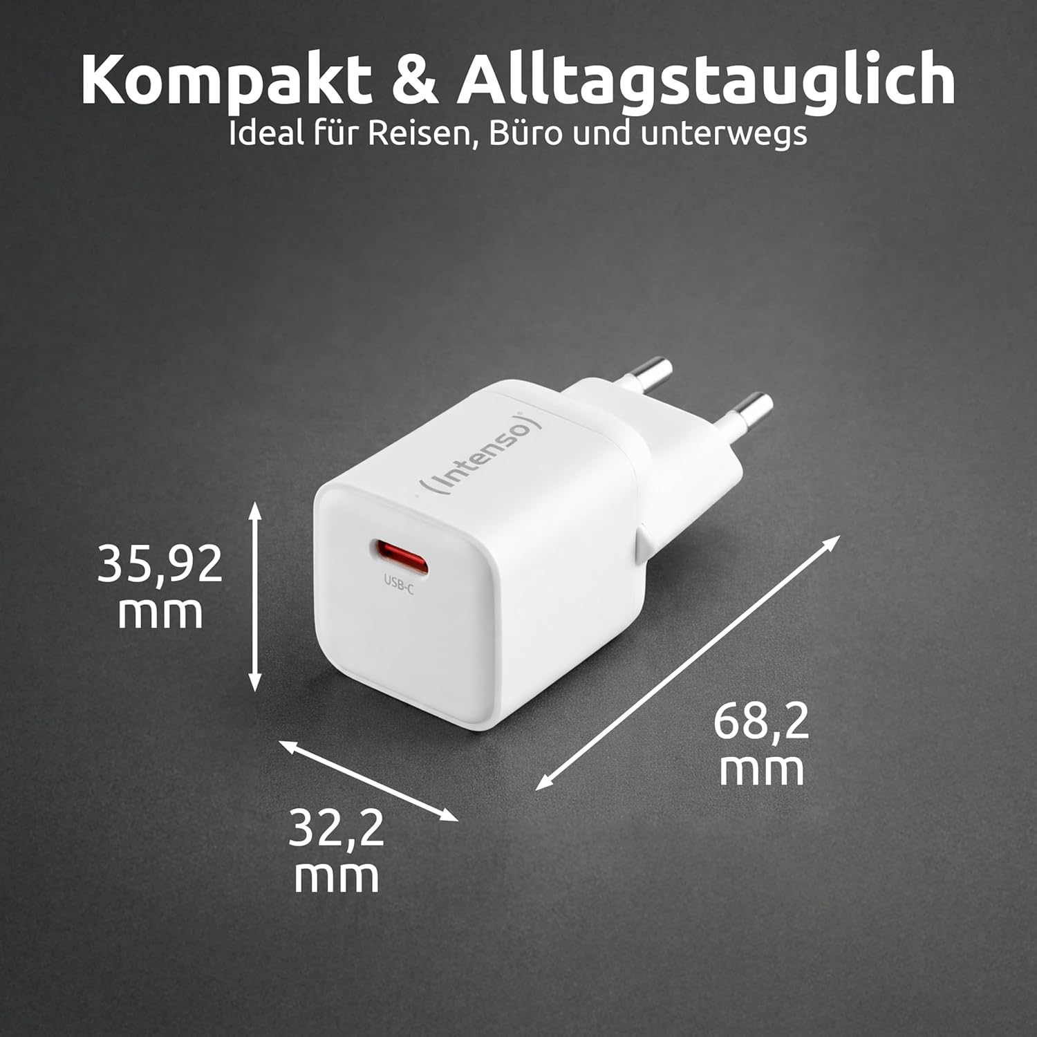 Intenso W30C + C315C 7803042 USB Charger Indoor Output Current Max. 3A 1 x USB-C® GaN, USB Power Delivery (USB-PD