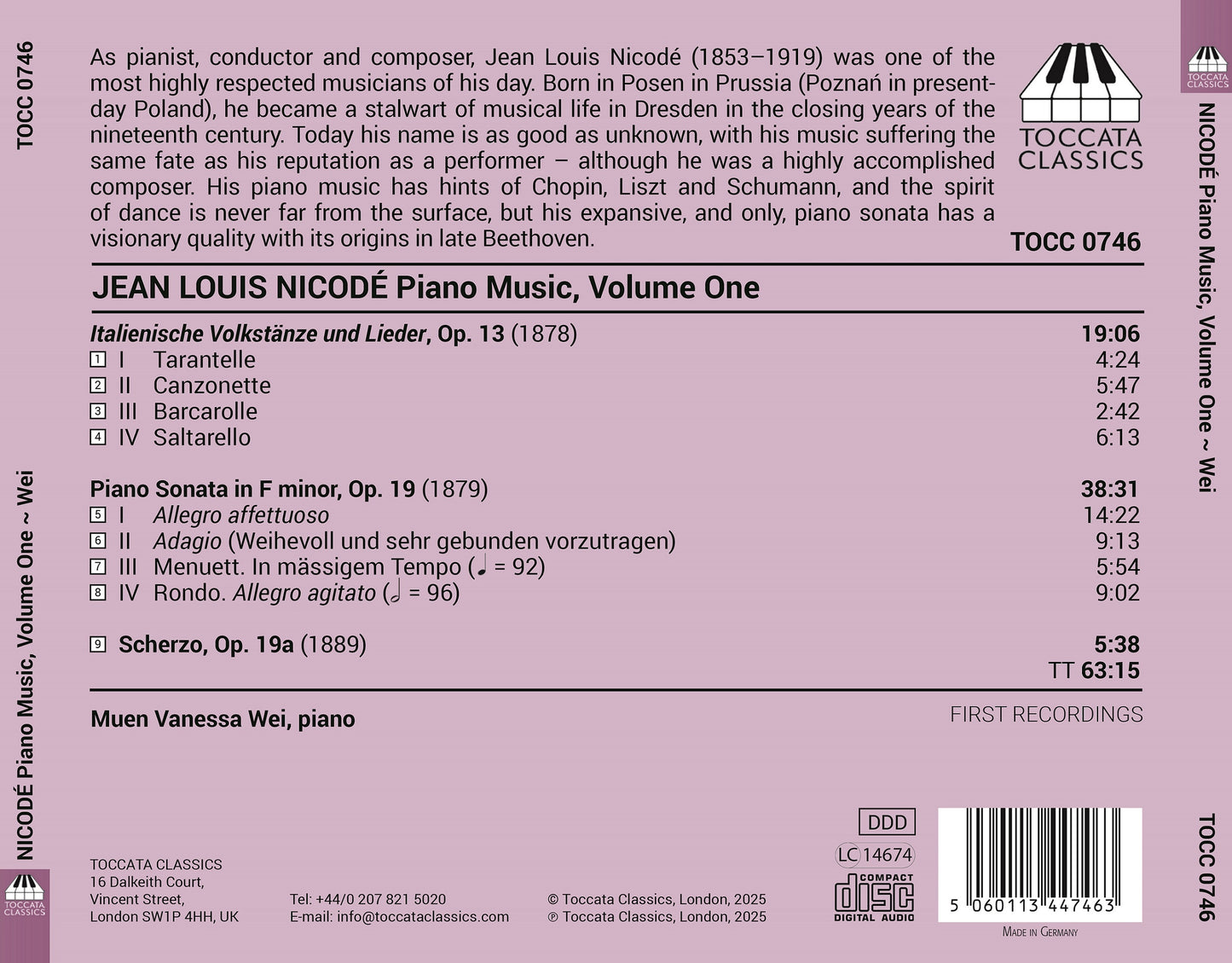 Jean Louis Nicodé: Piano Music - Volume 1
