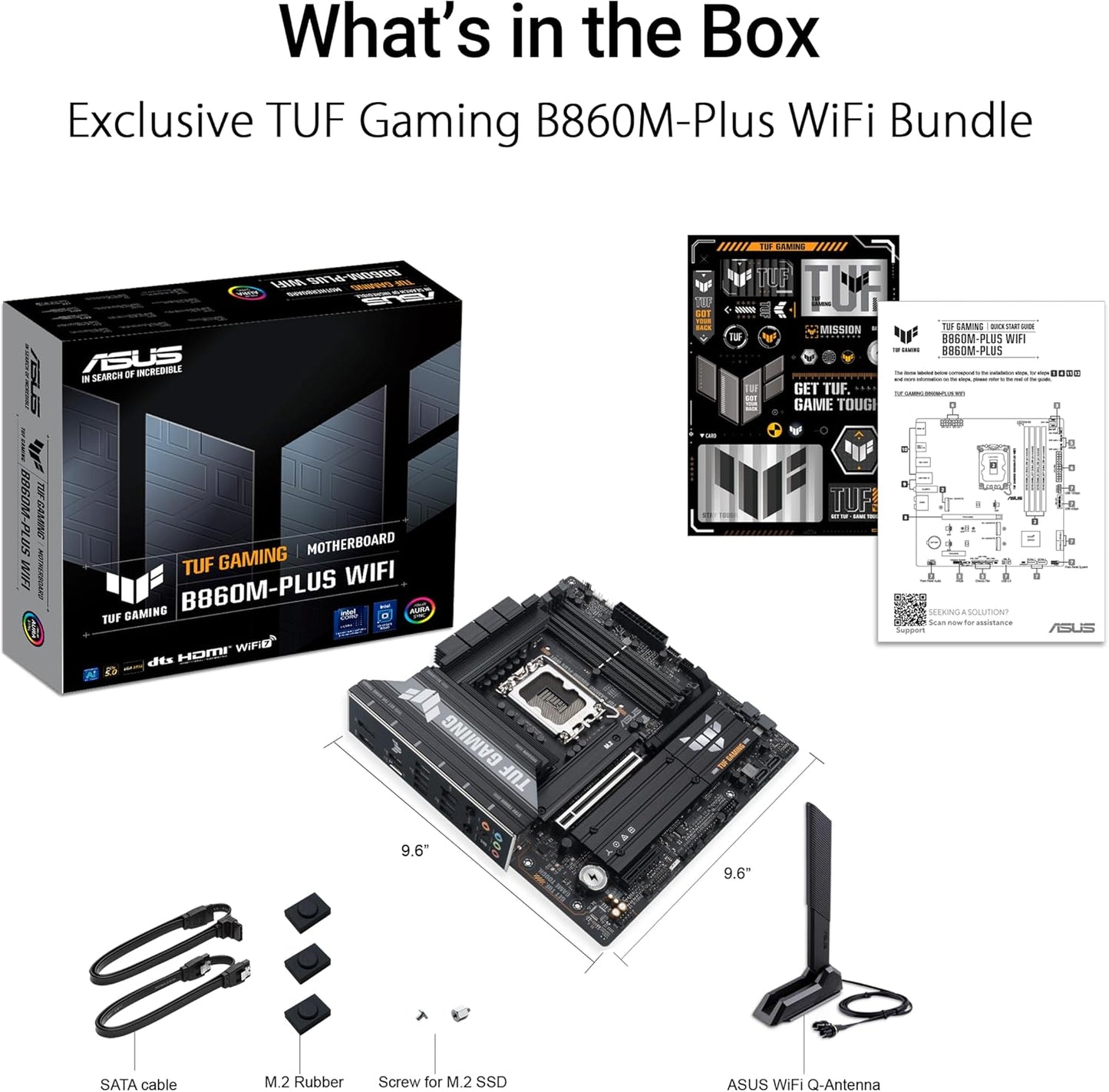 ASUS TUF GAMING B860M PLUS WIFI Intel mATX motherboard, 12+1+2+1 80A DrMOS power stages, DDR5, PCIe 5.0, 3xM.2 slots, WiFi 7, 2.5Gb Ethernet, DisplayPort, HDMI, USB 20Gbps Type-C with DP Alt mode