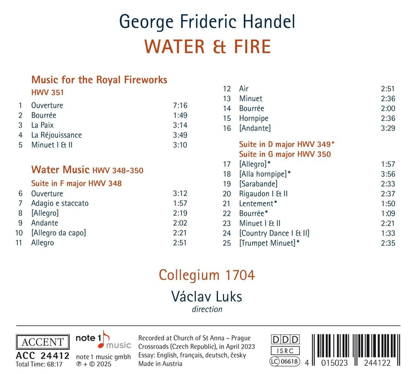 George Frideric Handel: Water & Fire
