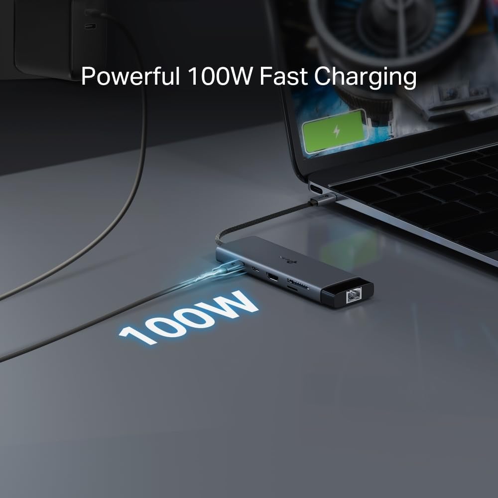 TP-Link UH9120C 9 in 1 USB C Hub, USB C to HDMI Docking Station, 4K HDMI Adapter, 3 USB-A Data Ports Dock, 100W Power, SD, USB C 3.0 Multiport Adapter, Aluminum USB Type C Splitter for PC/Xbox