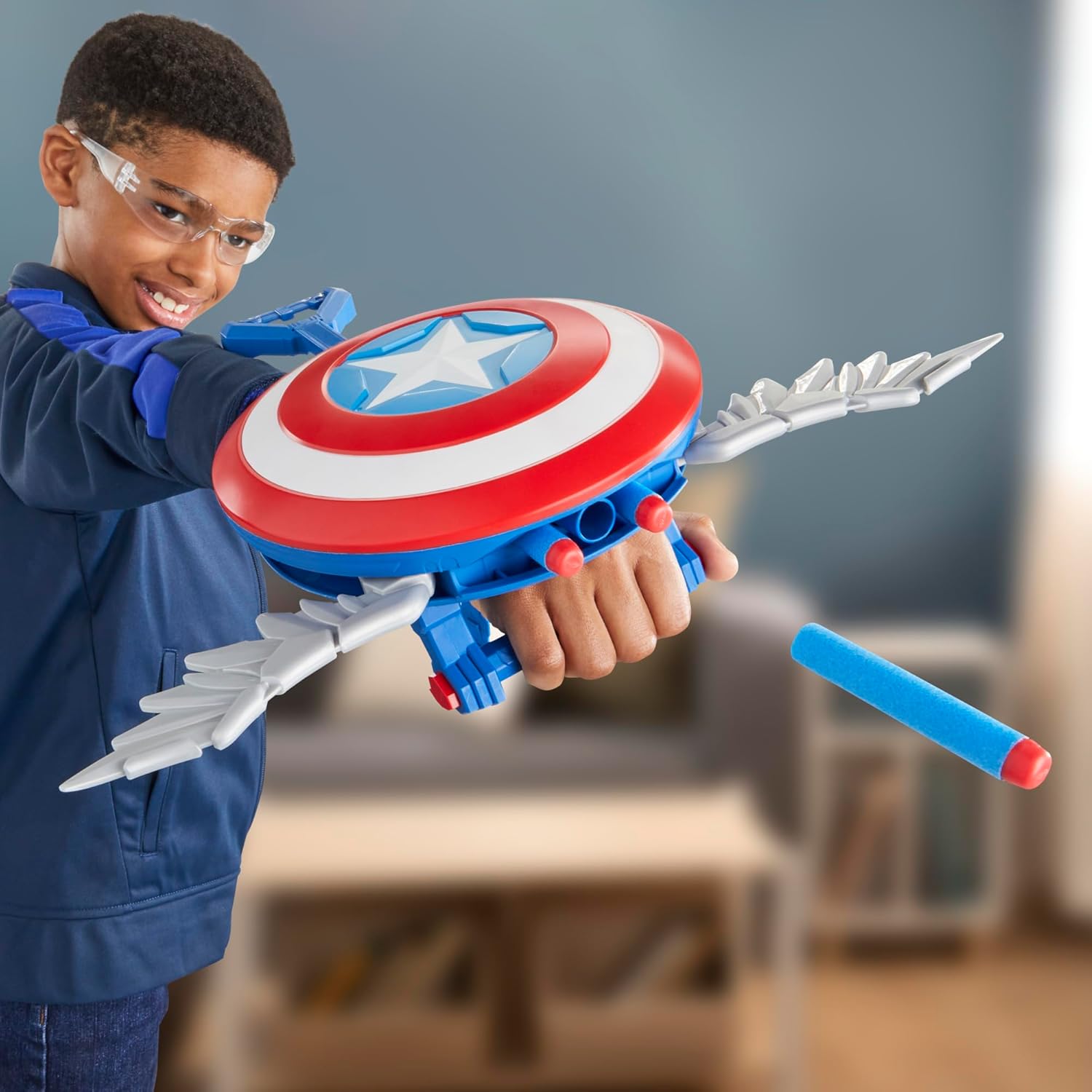 Marvel Studios Captain America Brave New World NERF Skyshot Blaster, Shield Roleplay Toy