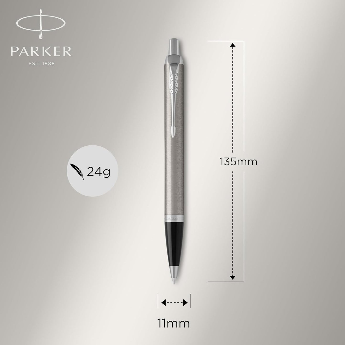 Parker IM Duo Pen Gift Set | Stilografica, penna a sfera e astuccio per penna | Finitura in acciaio inox con finiture cromate | Punta media | Ricariche inchiostro blu | Regali di laurea perfetti