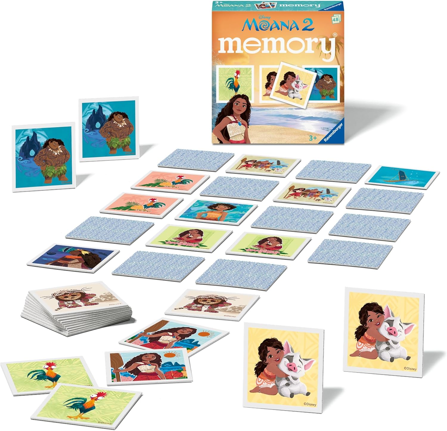 Ravensburger Disney Moana 2 Toys and Gifts - Mini Memory Matching Picture Snap Pairs Game For Kids Age 3 Years and Up
