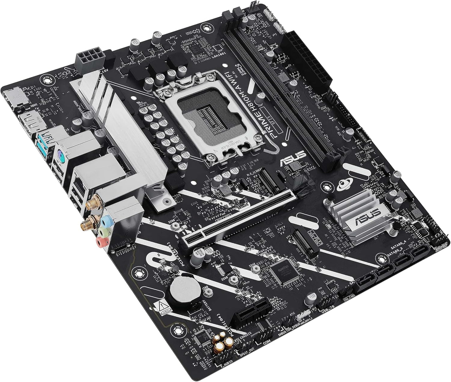 ASUS Prime H810M-A WiFi, Placa Base Intel mATX, 6+1+1+1 etapas de alimentación, Ranura DDR5, PCIe 4.0, 2 Ranuras M.2, WiFi 6E, Ethernet Intel 16 GB, DisplayPort, HDMI, USB-A 10 Gbps, USB-C 5 Gbps