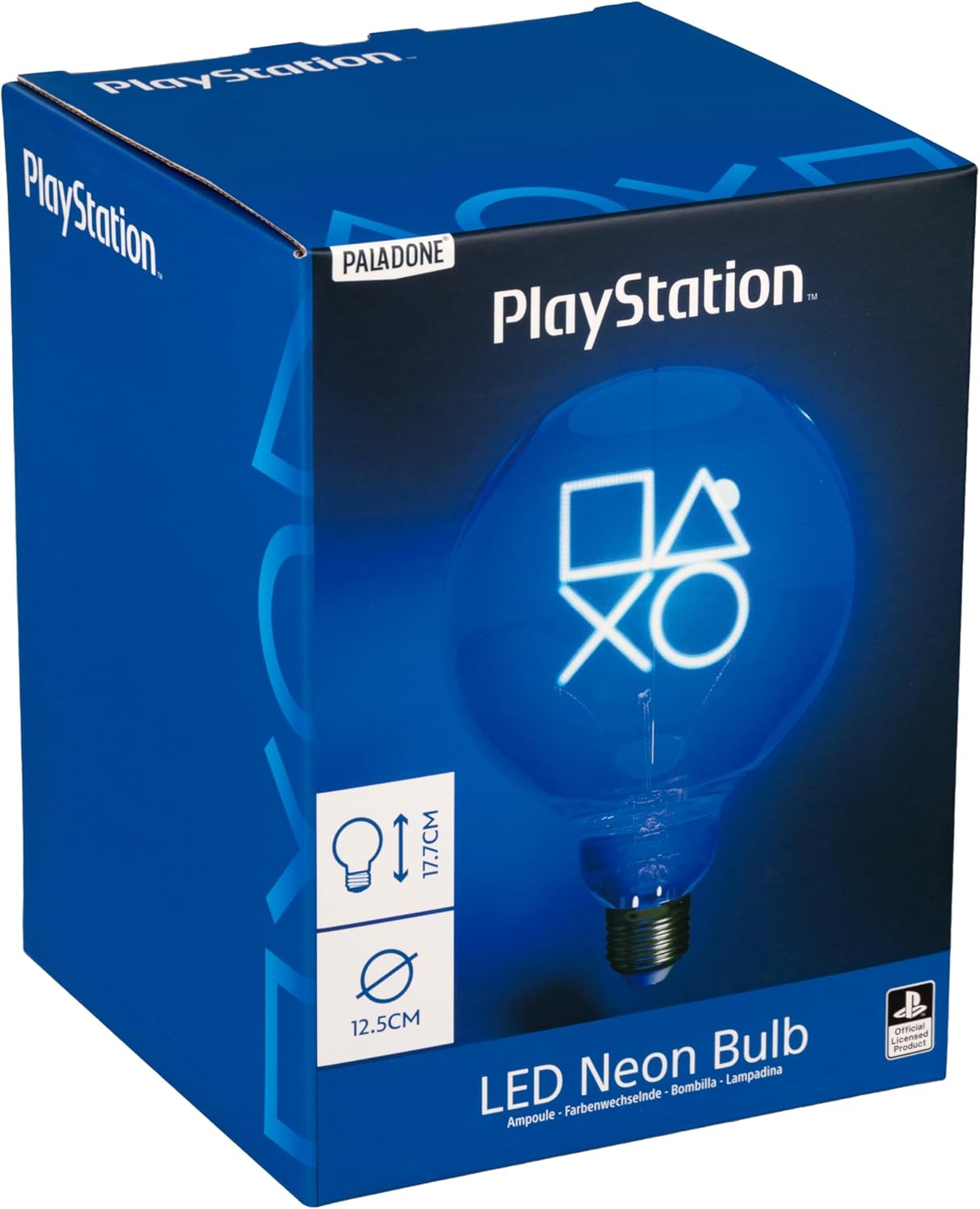 Paladone PlayStation Decorative LED Neon E27 Screw Bulb - Add to Any Edison Compatible Lamp, Officially Licensed Gaming Collectible Gift, for Bedrooms & Homes, Blue