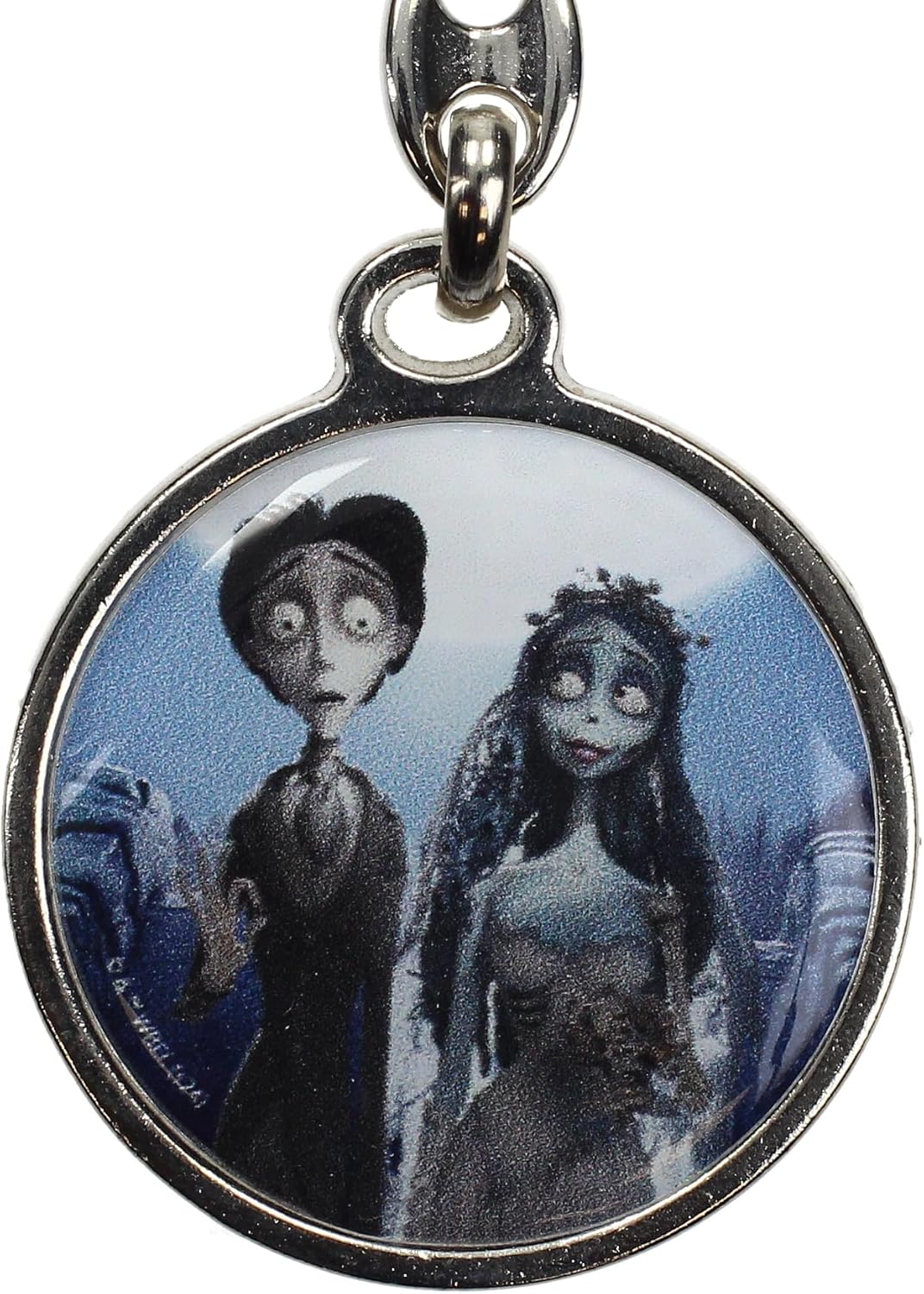 SD TOYS - Victor and Emily Round Metal The Bride Corpse Keychain, multicoloured, S