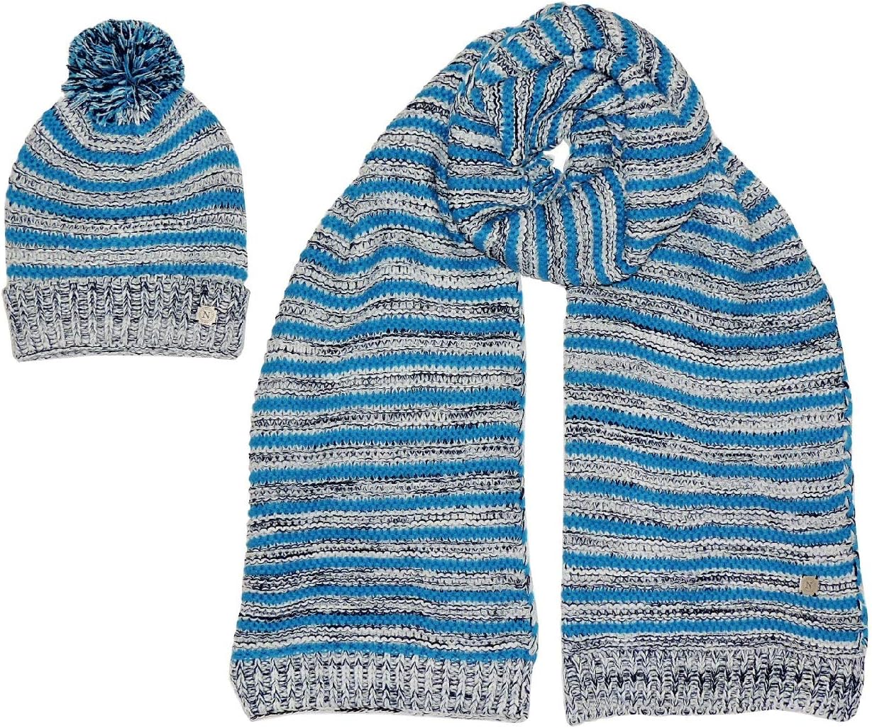 SSC Napoli Men's Winter Hat Set with Pom Poms + Matching Scarf Official Product for Men and Women Deluxe Quality
