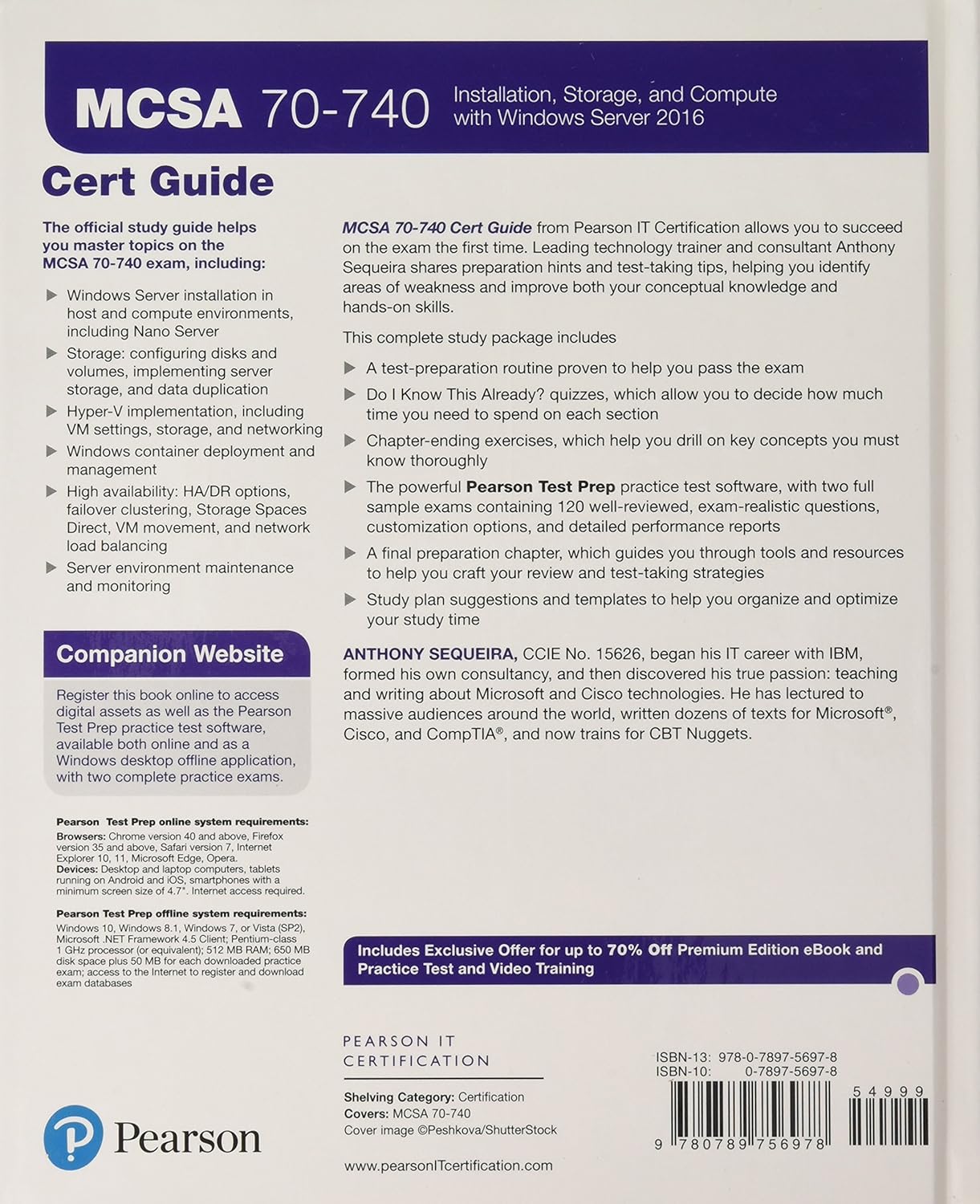 McSa 70-740 Installation, Storage, and Compute with Windows Server 2016 Pearson Ucertify Course and Labs and Textbook Bundle (Certification Guide)