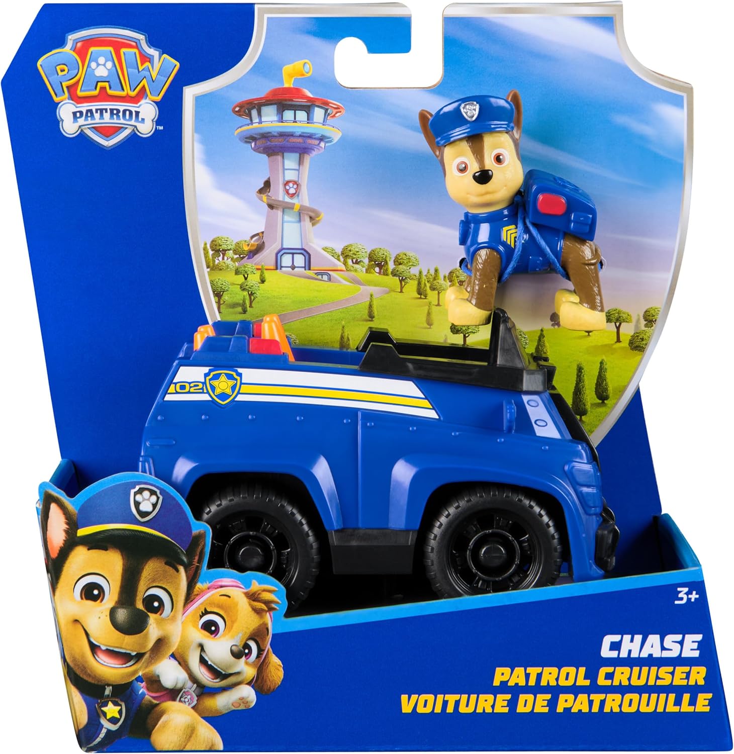 Patrulla Canina - Coche POLICÍA Y Figura Chase - Coche de 15 cm con 1 Figura Chase - Patrulla Canina Juguetes - 6069059 - Juguetes Niños 3 Años +